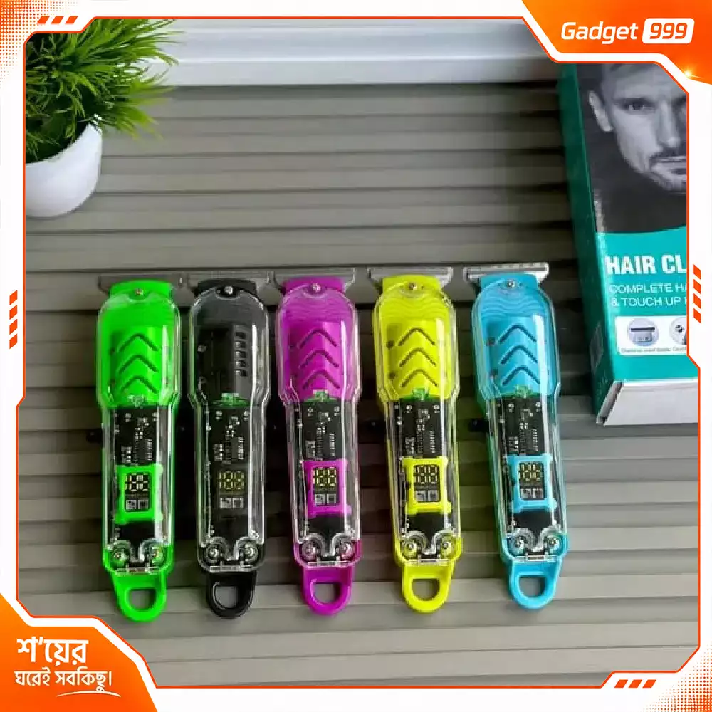 GYT-999 500mAh Rechargeable Trimmer with Type-C Charging Transparent Hair Clipper